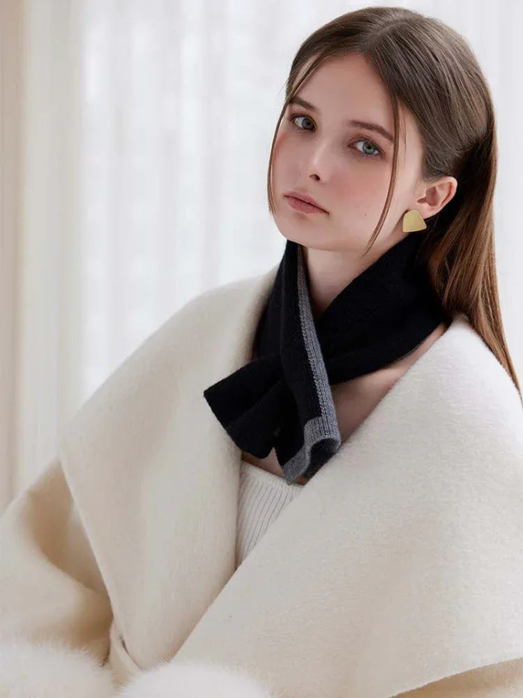 Two-tone knit cross scarf - View 17 | TEVQA