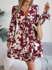 Floral Tie-Front Mini Dress - View 8 | TEVQA