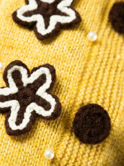 Mustard Knit Dog Sweater with Bear Applique