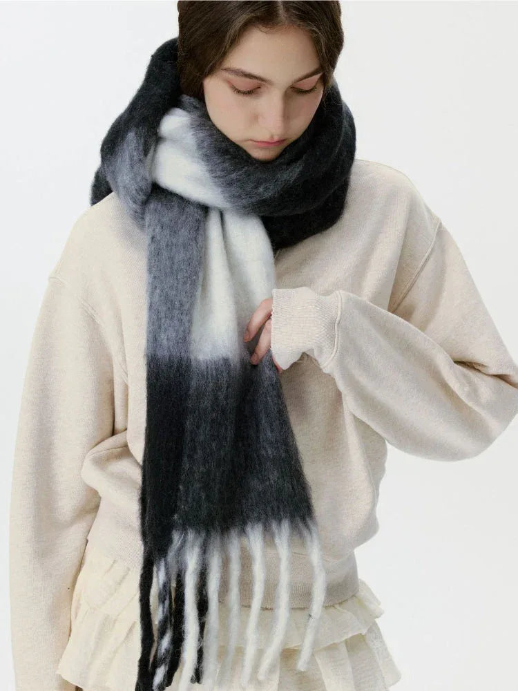 Oversized Forest Green & Brown Block Scarf - TEVQA
