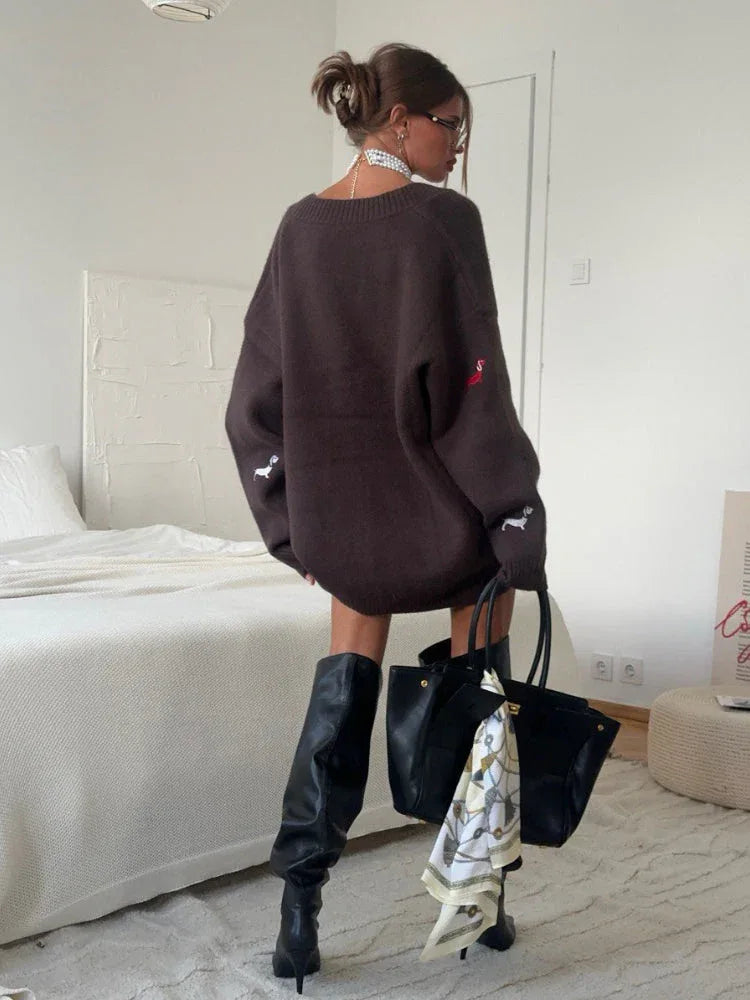 The "Puppy Love" Dachshund Embroidered Cardigan - TEVQA