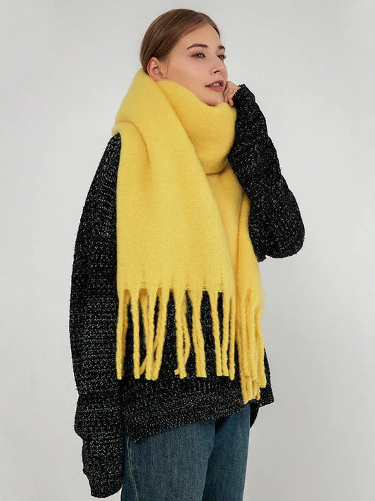 Oversized Faux Mohair Winter Scarf - TEVQA