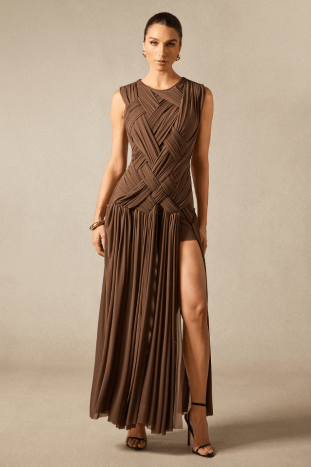Edna Sleeveless Braided Maxi Dress - Tevqa