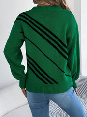Crimson Vogue Diagonal Stripe Knit Sweater