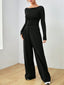 Women's Boat Neck Wide Leg Two-Piece Set - View 10 | TEVQA