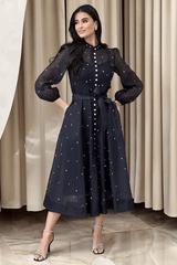 Emelia Crystal Embellished Sheer Maxi Dress - Tevqa