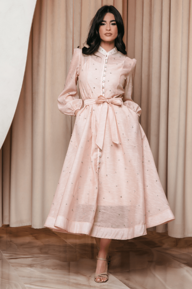 Emelia Crystal Embellished Sheer Maxi Dress - Tevqa