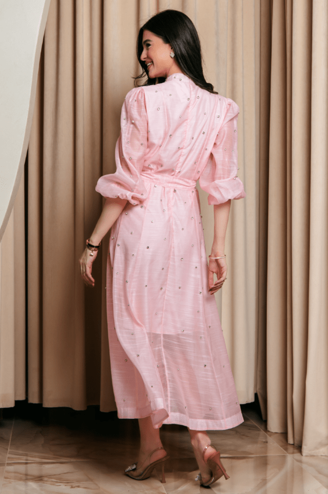 Emelia Crystal Embellished Sheer Maxi Dress - Tevqa