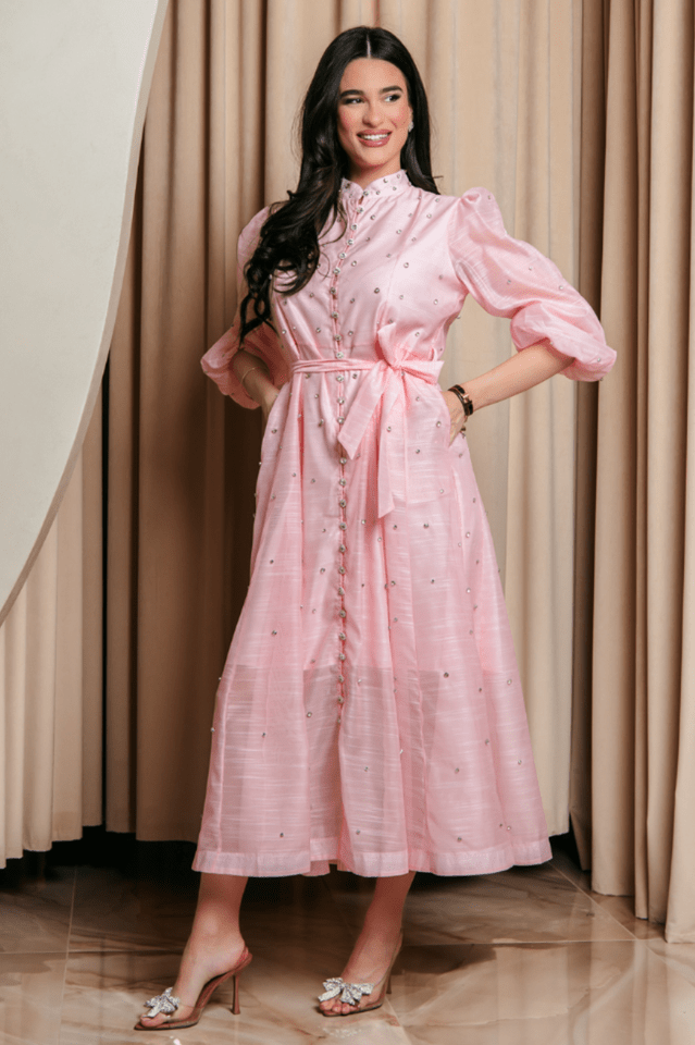 Emelia Crystal Embellished Sheer Maxi Dress - Tevqa