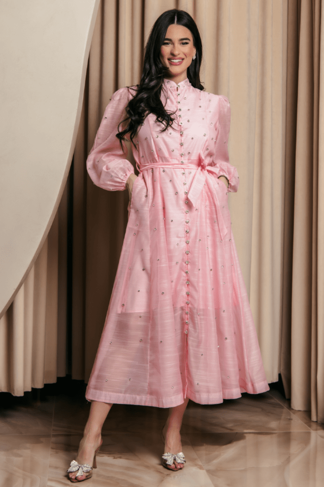 Emelia Crystal Embellished Sheer Maxi Dress - Tevqa