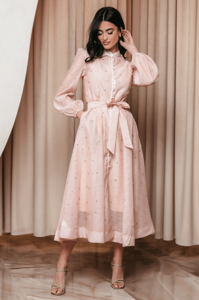 Emelia Crystal Embellished Sheer Maxi Dress - Tevqa