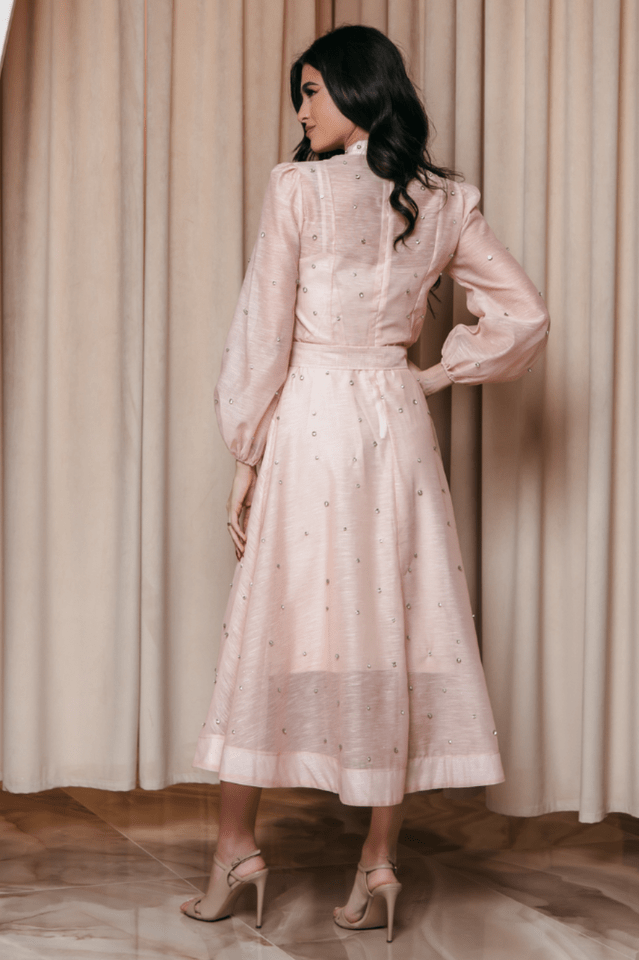 Emelia Crystal Embellished Sheer Maxi Dress - Tevqa