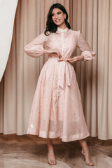 Emelia Crystal Embellished Sheer Maxi Dress - Tevqa