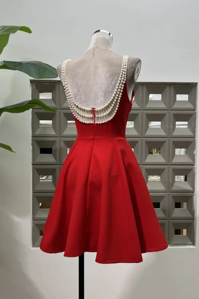 Pearl Embellished Open Back Mini Dress - View 17 | TEVQA