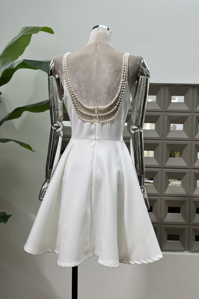 Esther Pearl Embelished Open Back Mini Dress - Tevqa
