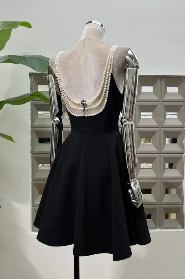 Pearl Embellished Open Back Mini Dress - View 13 | TEVQA
