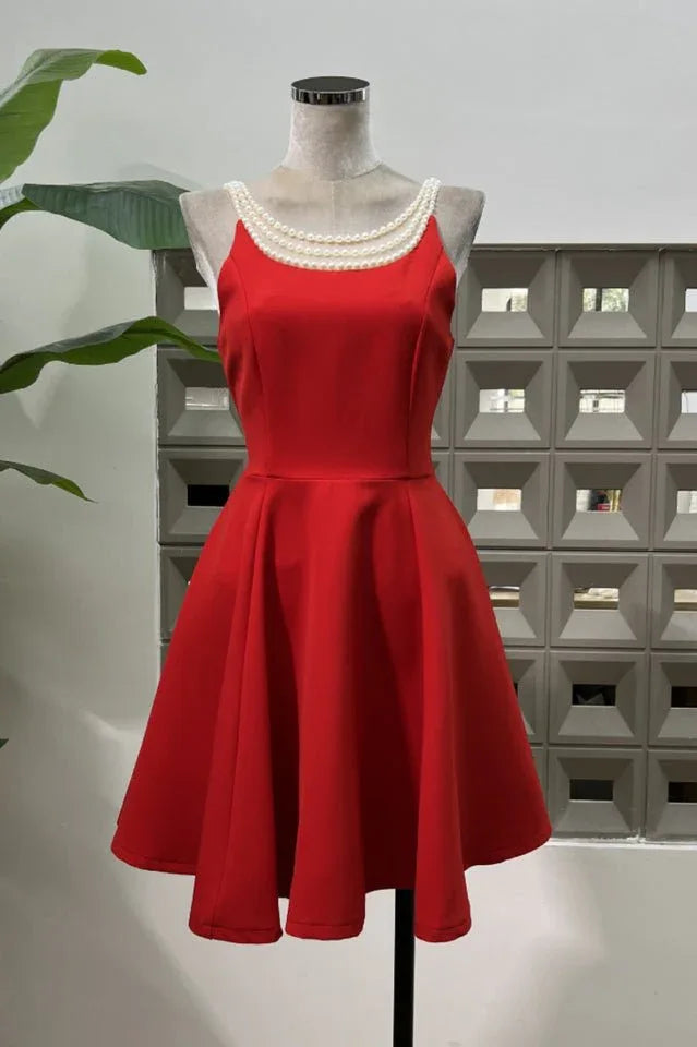 Pearl Embellished Open Back Mini Dress - View 14 | TEVQA