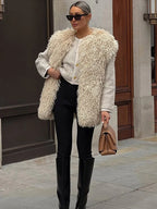 Ethereal Ivory Shaggy Faux Fur Vest - View 10 | TEVQA