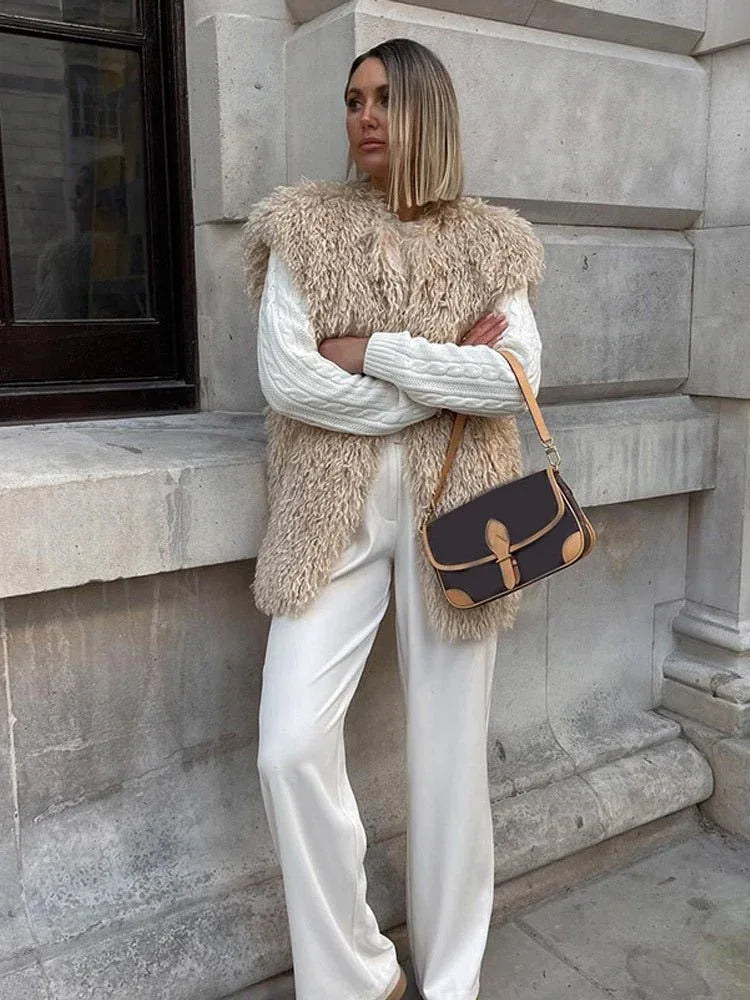 Shaggy Faux Fur Vest | Women's Layering Piece Secondary image