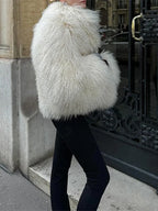Shaggy Faux Fur Crop Jacket - View 9 | TEVQA