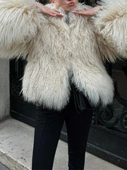 Shaggy Faux Fur Crop Jacket - View 10 | TEVQA