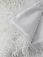 White shaggy faux fur fabric with a smooth lining