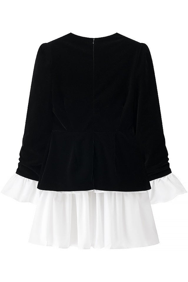 Eveline Velvet Tiered Mini Dress - Tevqa