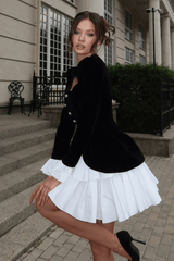 Eveline Velvet Tiered Mini Dress - Tevqa