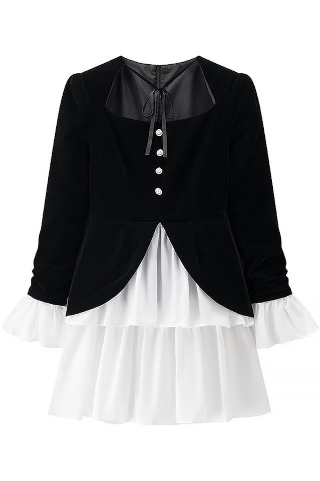 Eveline Velvet Tiered Mini Dress - Tevqa