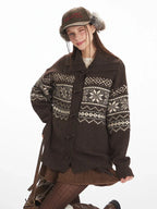 Vintage Fair Isle Toggle Button Cardigan - TEVQA