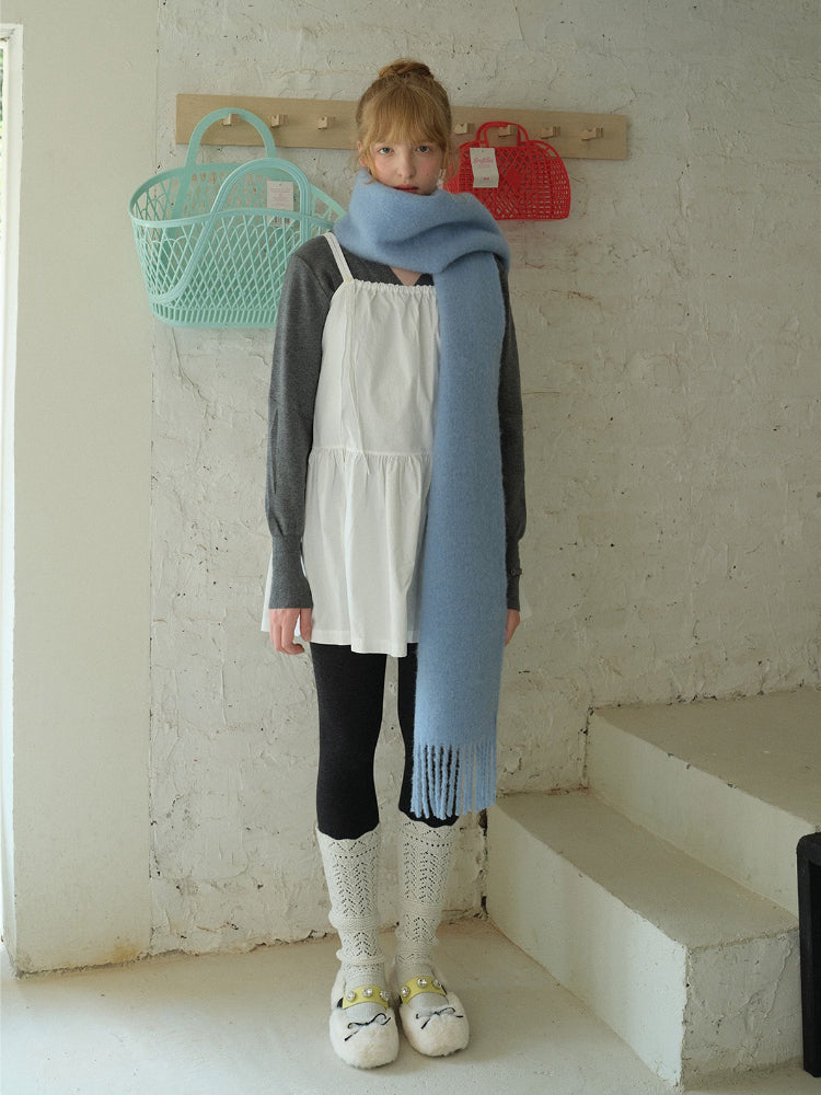 Extra Long Brushed Wool Blend Scarf