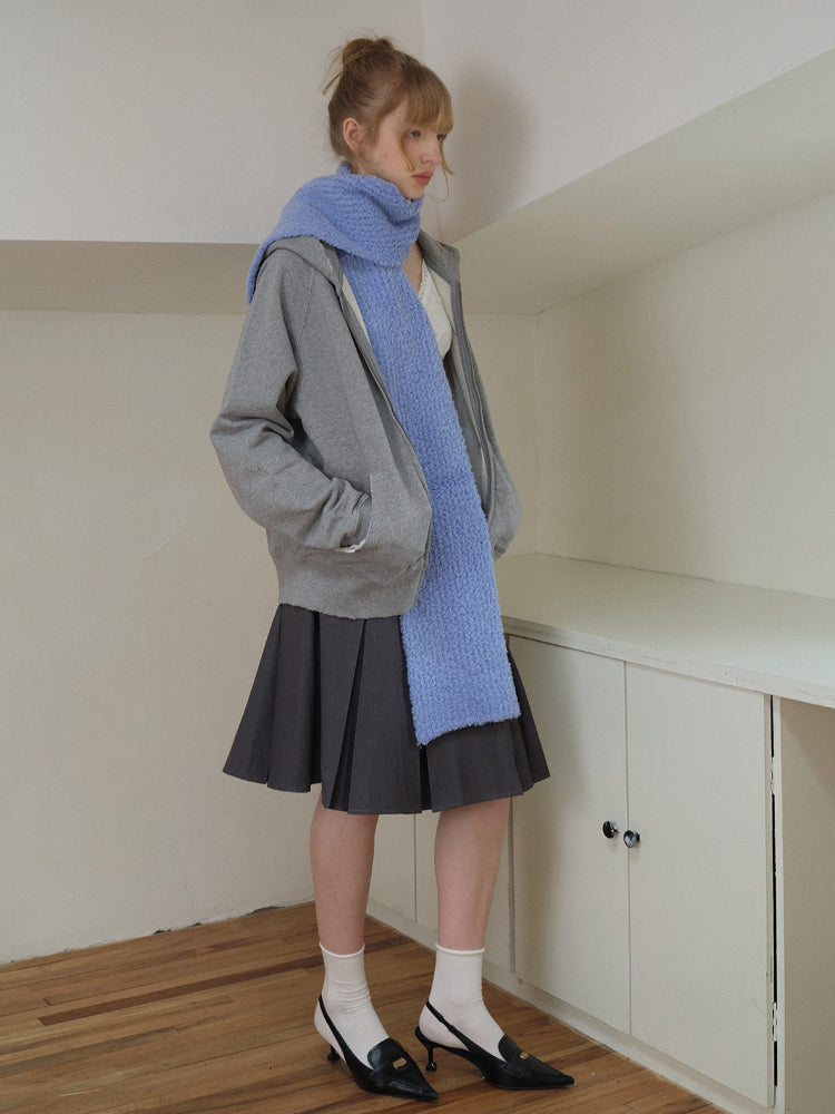 Soft Bouclé Wool Blend Knit Scarf