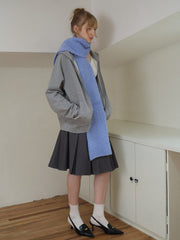 Soft Bouclé Wool Blend Knit Scarf