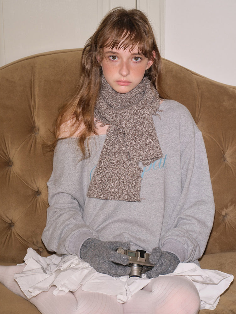 50% Wool Blend Melange Knit Scarf