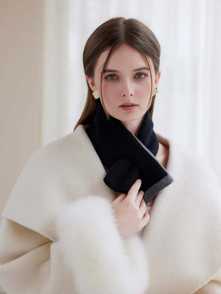 Two-tone knit cross scarf - View 18 | TEVQA