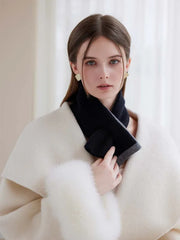 Two-tone knit cross scarf - View 18 | TEVQA