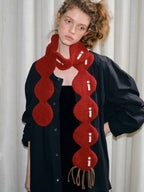 Festive Red Tanghulu Shaped Knit Scarf