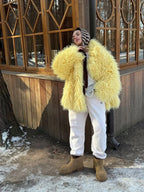 Shaggy Faux Fur Cropped Jacket - View 6 | TEVQA