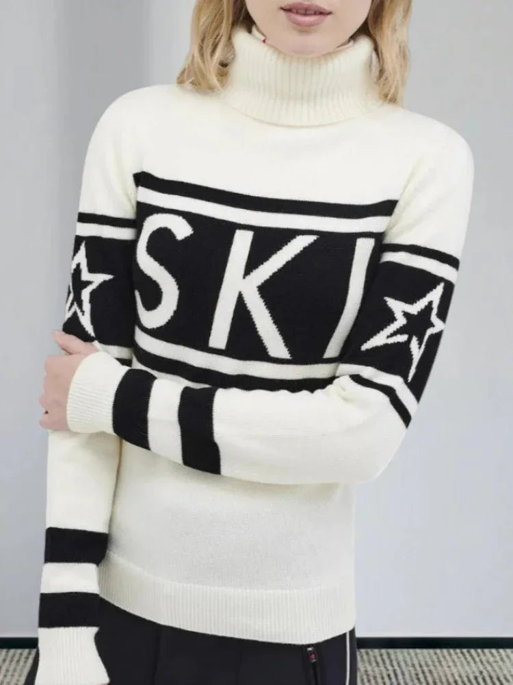 Aspen Chic 'SKI' Graphic Turtleneck - TEVQA
