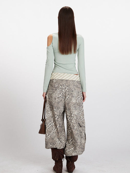 Mint Green Asymmetrical Cold Shoulder Top