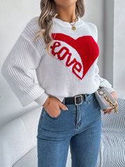 Romantic Pink Heart LOVE Knit Sweater