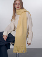Soft Chunky Knit Oversized Scarf with fringe detailing - View 9 | TEVQA
