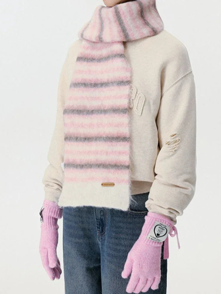 Fuzzy Rainbow Gradient Scarf - View 6 | TEVQA