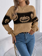 Festive Pumpkin Patch Knit Sweater - View 10 | TEVQA
