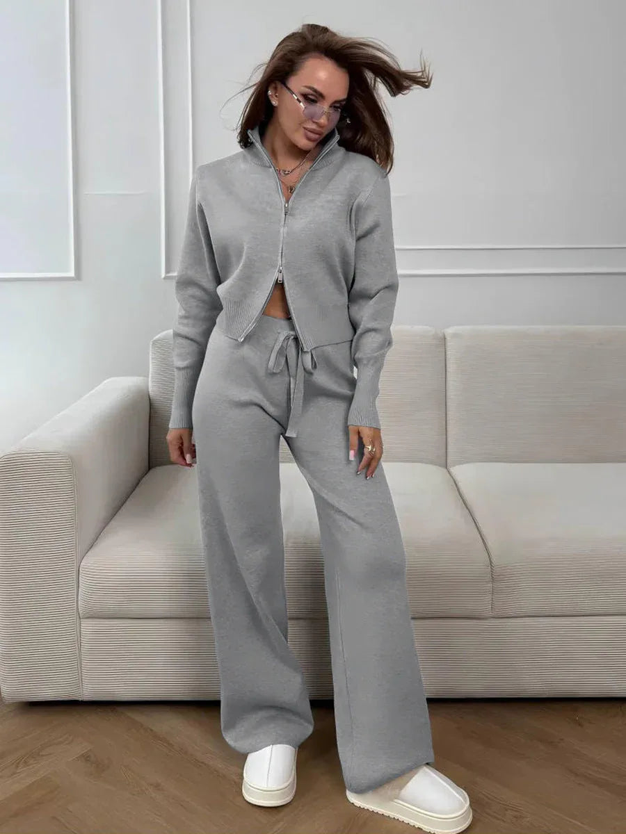 Elevated Double-Zip Knit Set - View 28 | TEVQA