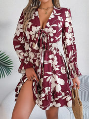 Floral Tie-Front Mini Dress - View 6 | TEVQA