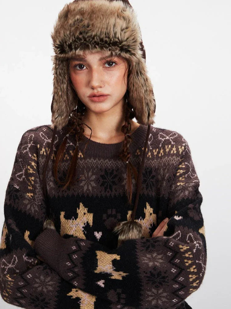 Vintage Scottie Dog Fair Isle Sweater - TEVQA