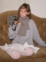 50% Wool Blend Melange Knit Scarf