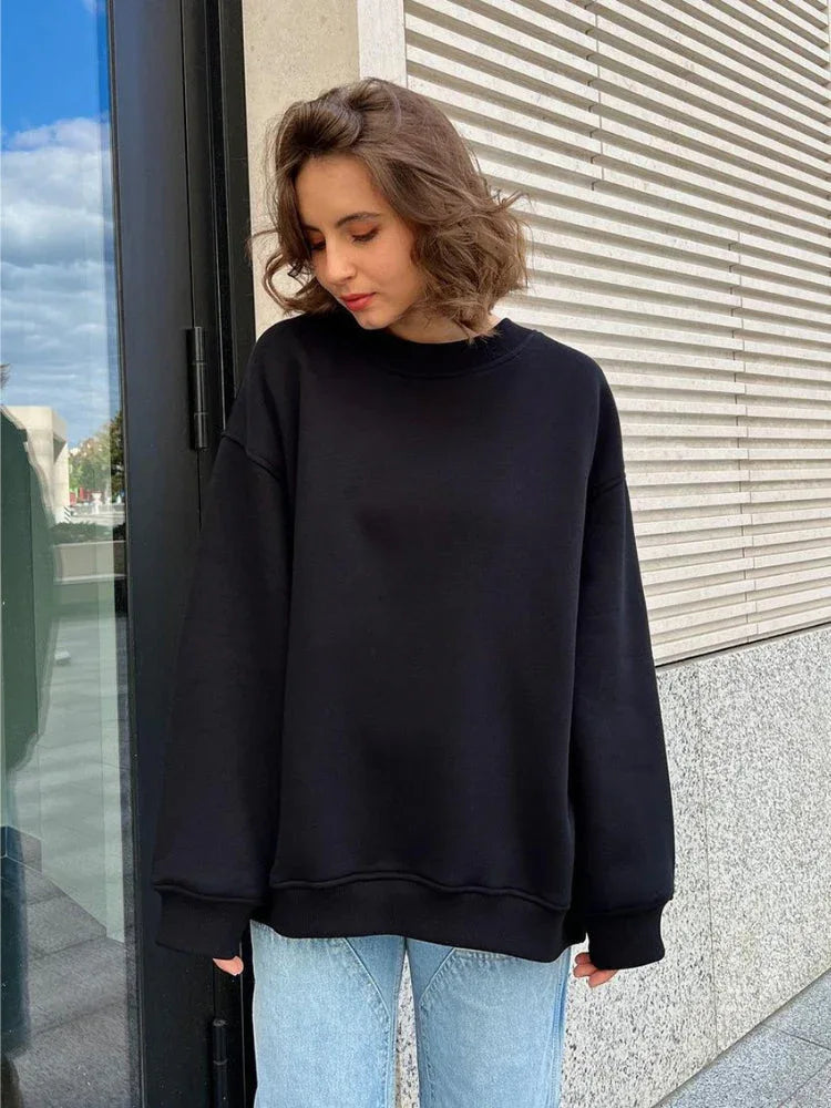 Ultimate Oversized Fleece Crew Neck Sweatshirt - TEVQA