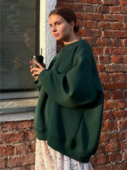 Ultimate Oversized Fleece Crew Neck Sweatshirt - TEVQA